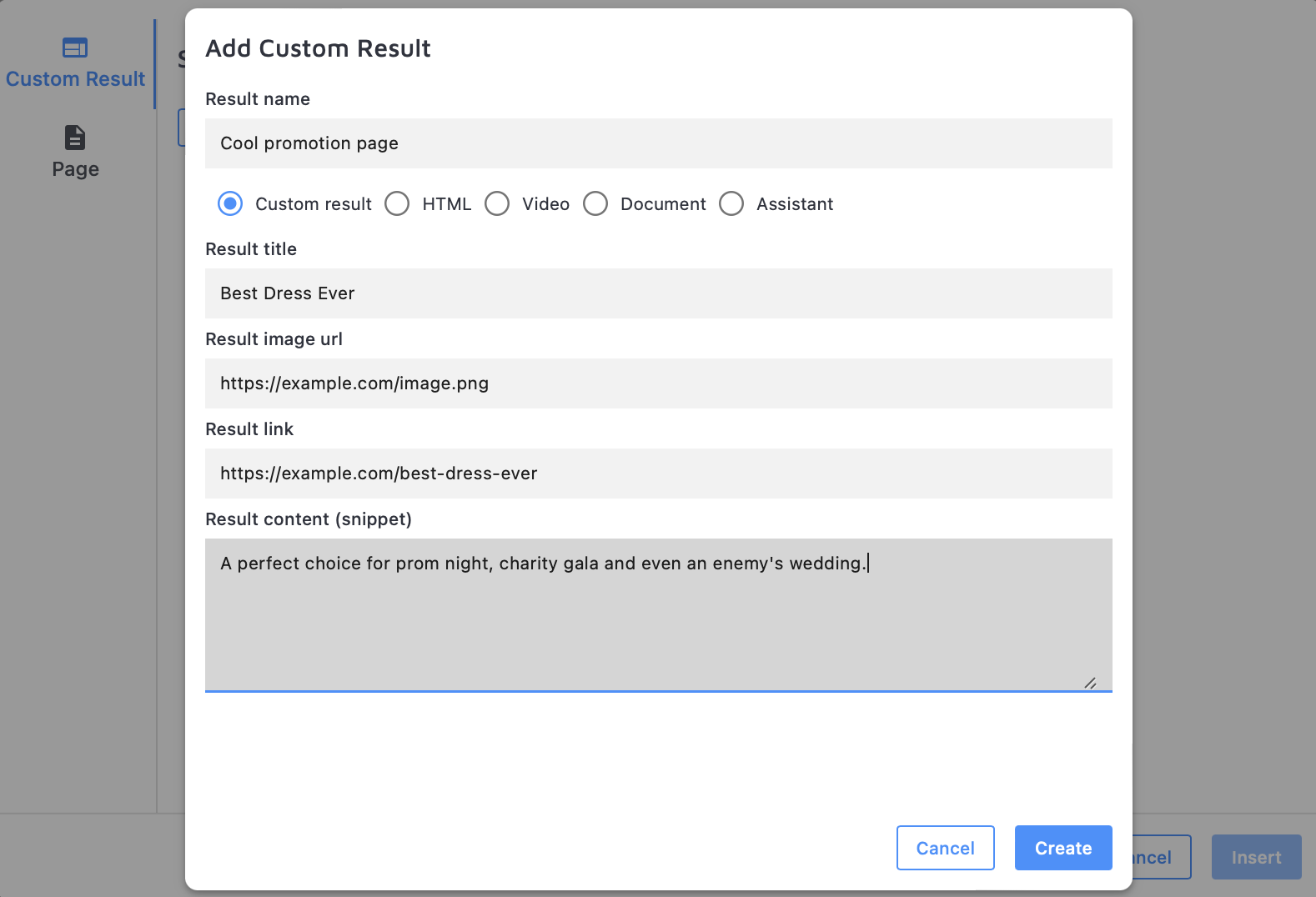 Adding custom results