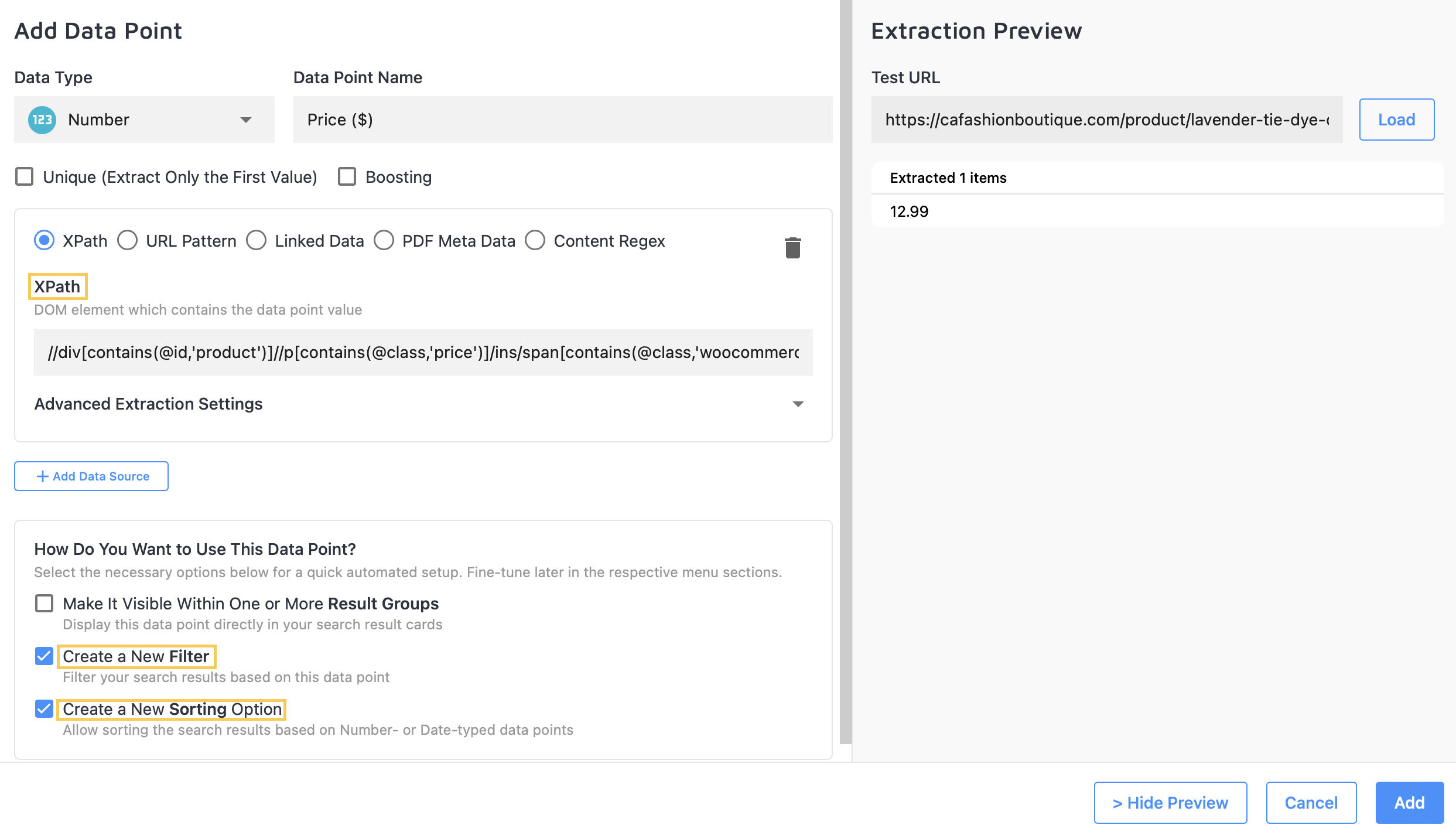 adding numeric price for filtering and sorting