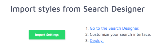 import search designer settings into WordPress