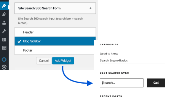 adding a search form widget to wordpress