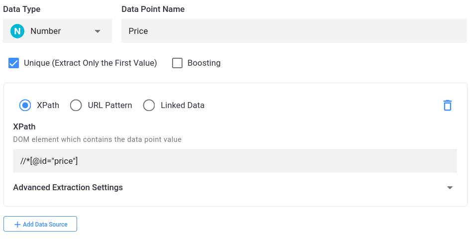 price data point