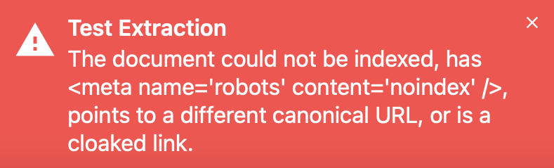 Error message for when a single URL can’t be indexed