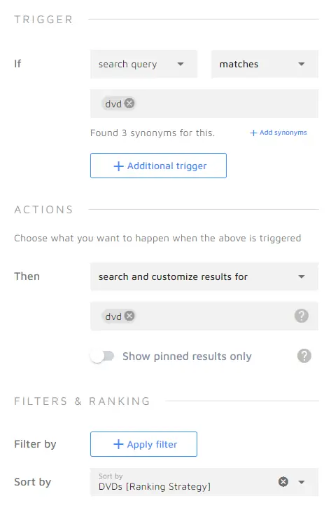 Ranking strategies in result mapping